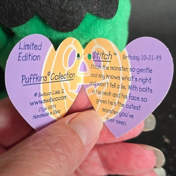 HOST PICK. Limited Edition. Swibco Puffkins. Stitch the Monster. DOB 10/31/99 - Picture 3 of 3